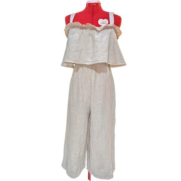 Linen Vasna Jumpsuit with Ruffle - Picture 1 of 5